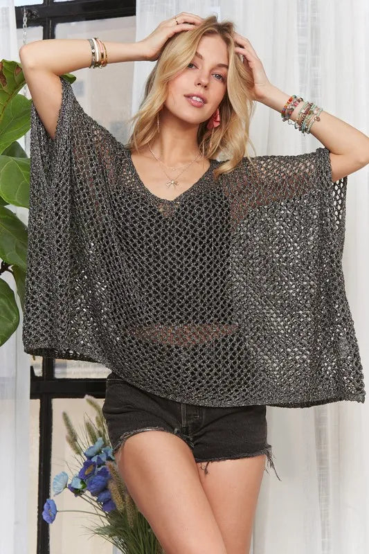 ADORA Fishnet Poncho Cover Up Carauana Store
