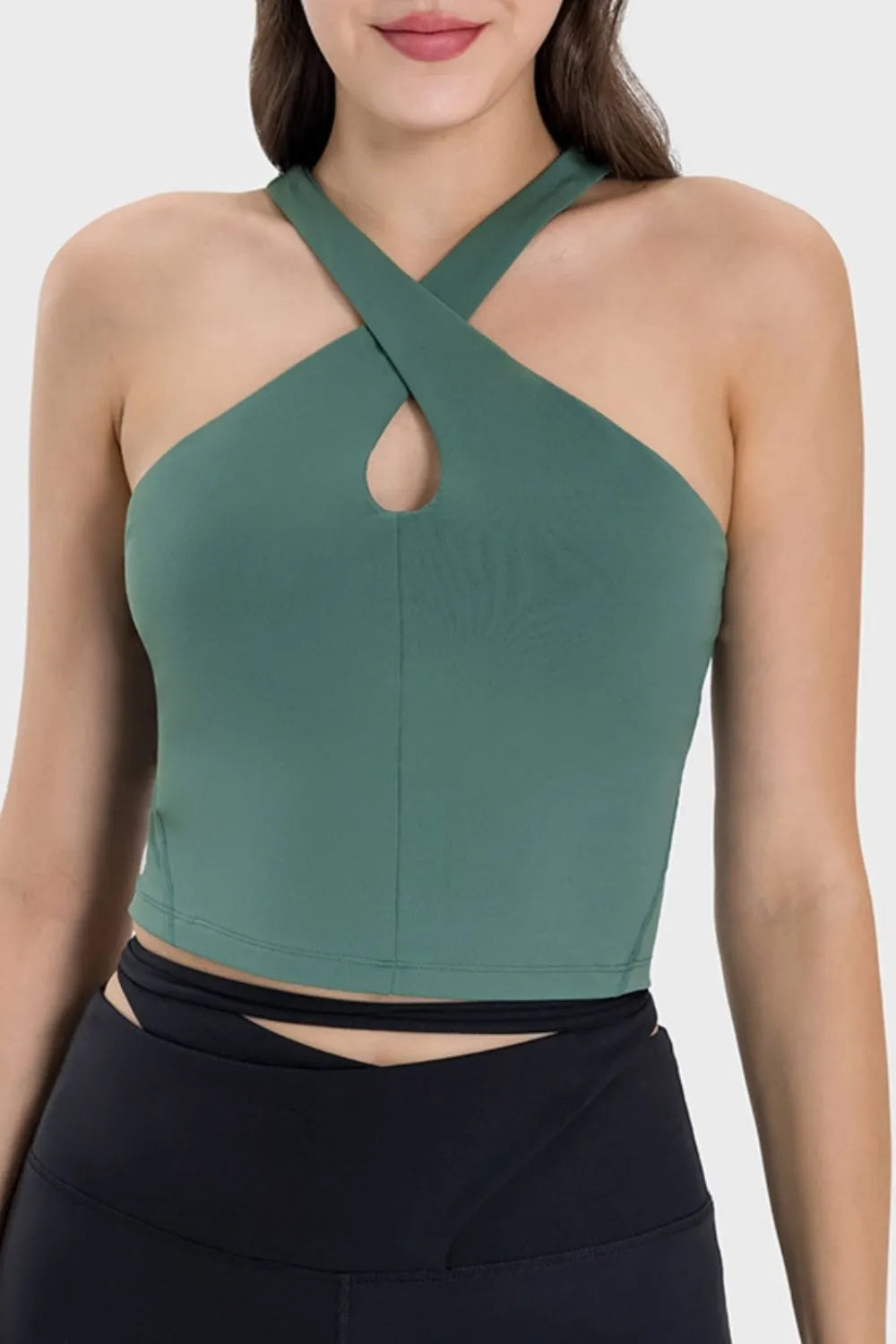 Millennia Crisscross Grecian Neck Active Cami Carauana Store