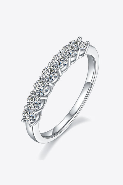 Moissanite Platinum-Plated Half-Eternity Ring