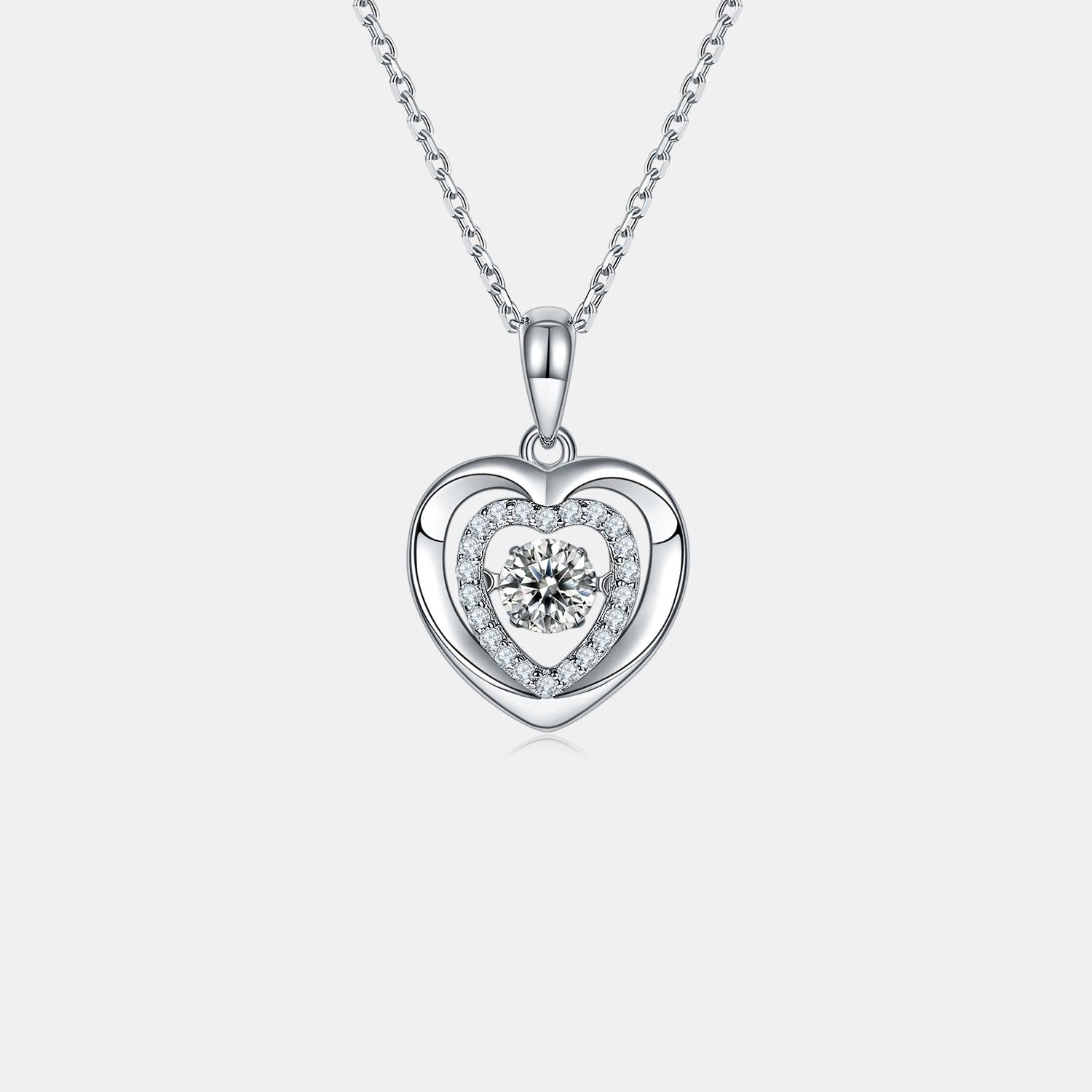 Moissanite 925 Sterling Silver Heart Necklace