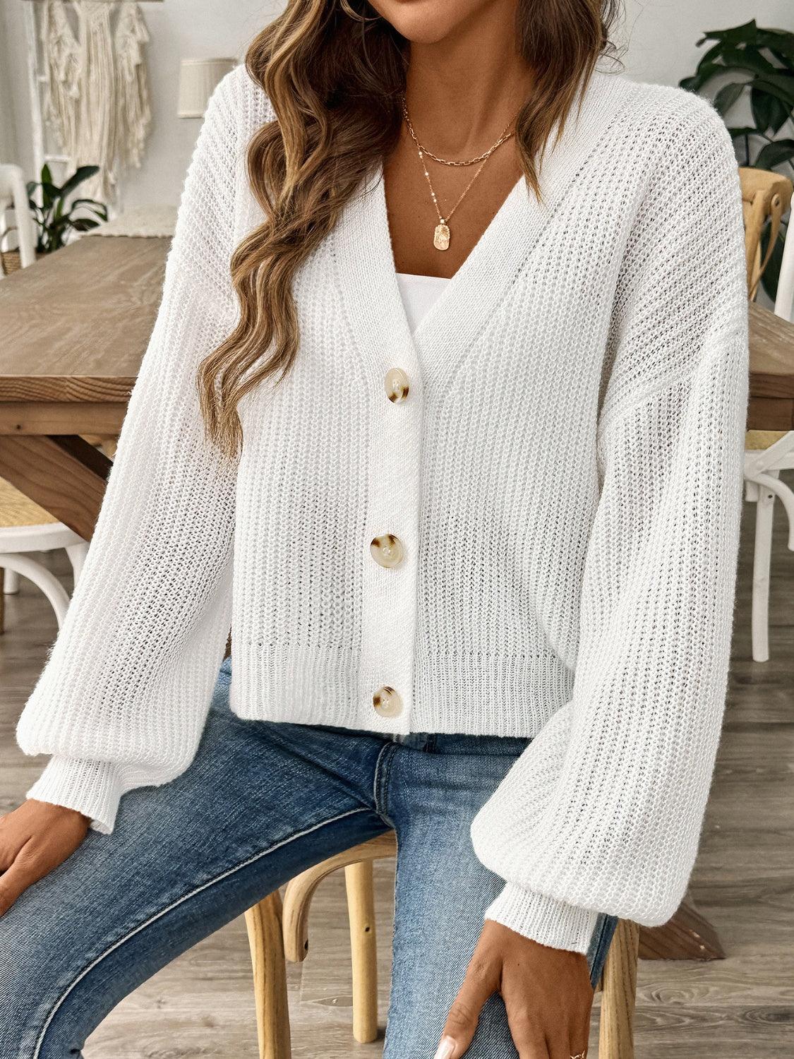 V-Neck Button Up Long Sleeve Cardigan Carauana Store