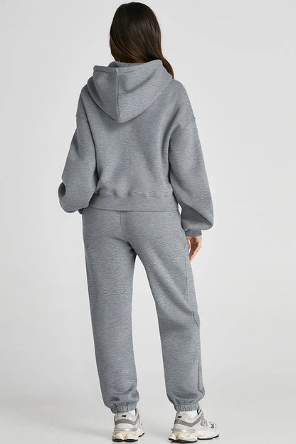 Dropped Shoulder Hooded Top and Pants Active Set Carauana Store