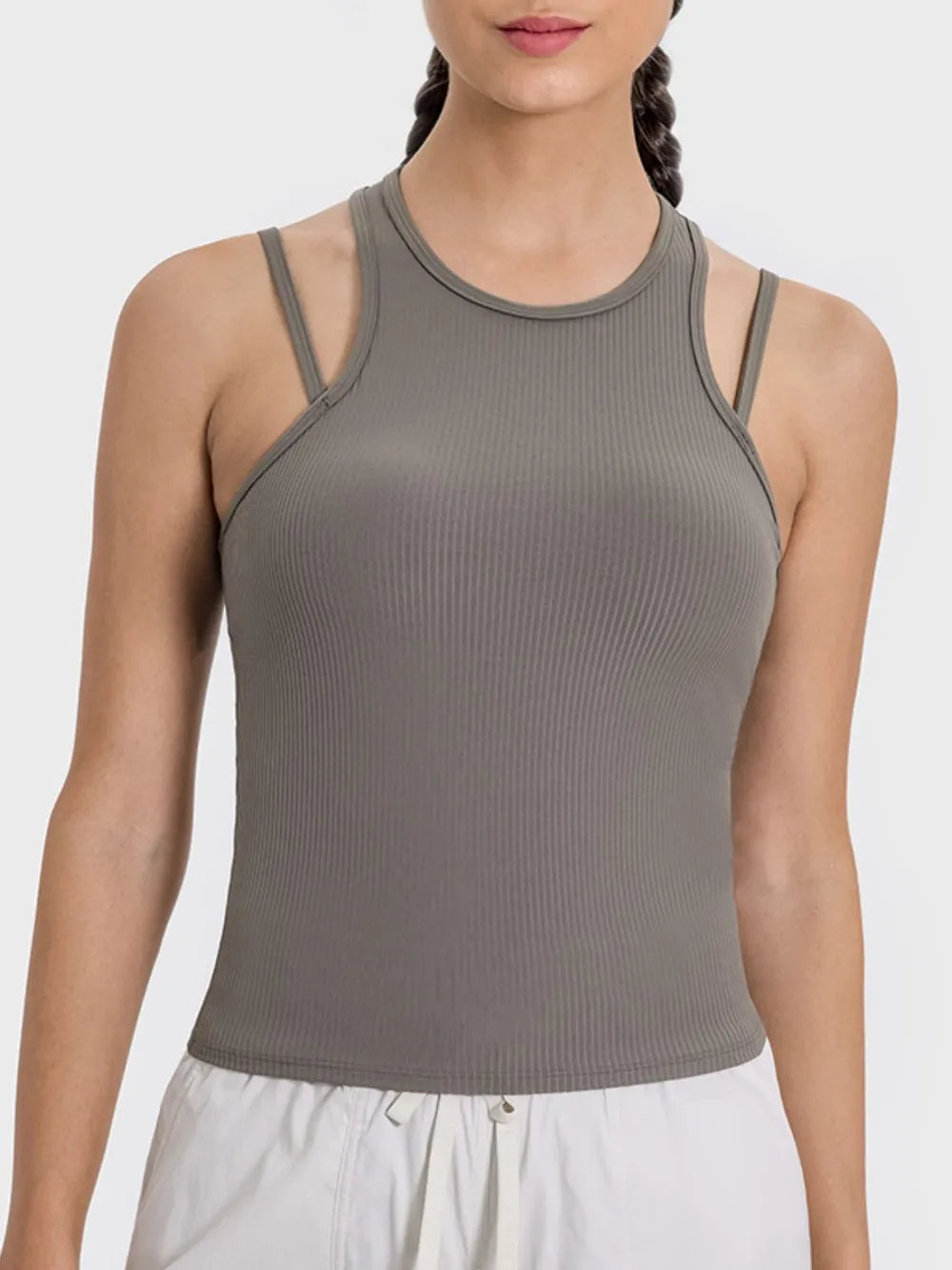 Millennia Cutout Round Neck Racerback Active Tank Carauana Store