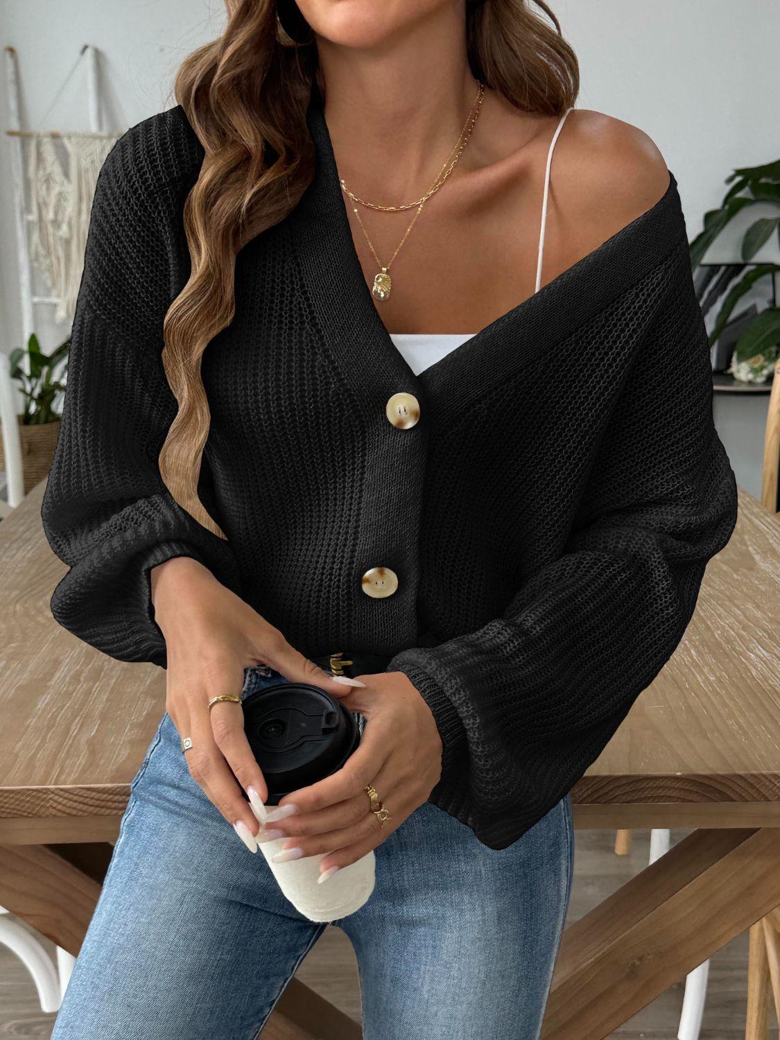 V-Neck Button Up Long Sleeve Cardigan Carauana Store