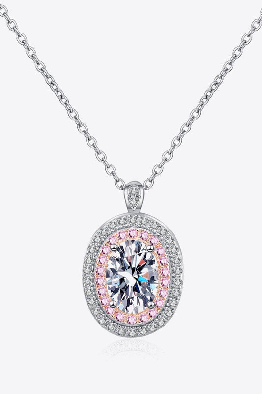 Adored 925 Sterling Silver Rhodium-Plated 1 Carat Moissanite Pendant Necklace Carauana Store