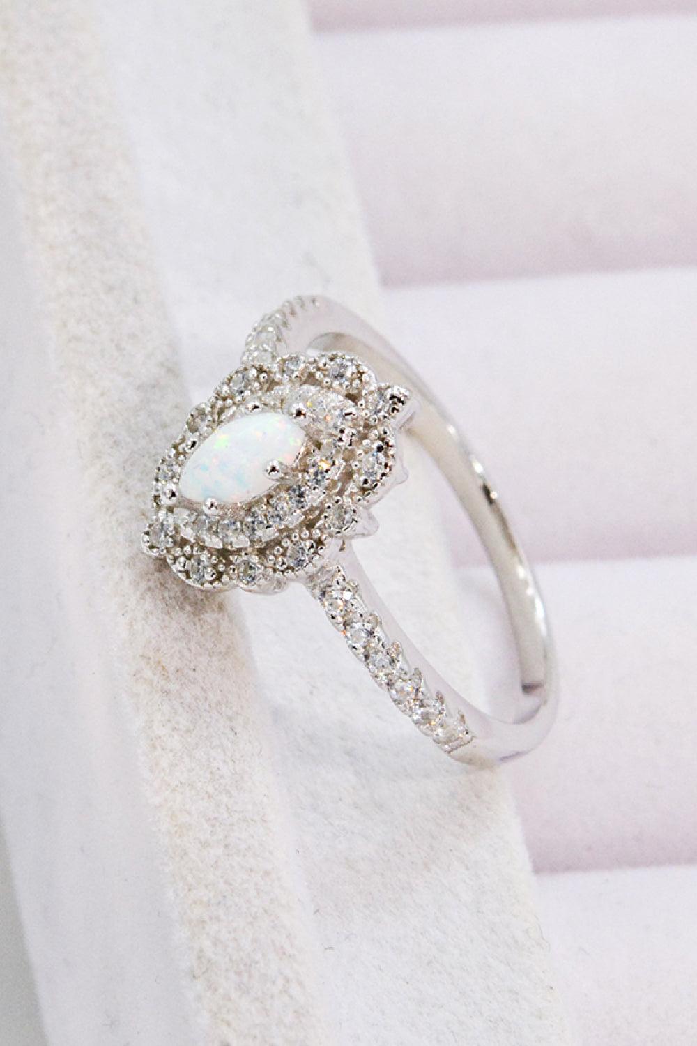 Modern Love Story Opal and Zircon Ring