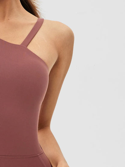 Cutout Asymmetrical Neck Active Jumpsuit Carauana Store