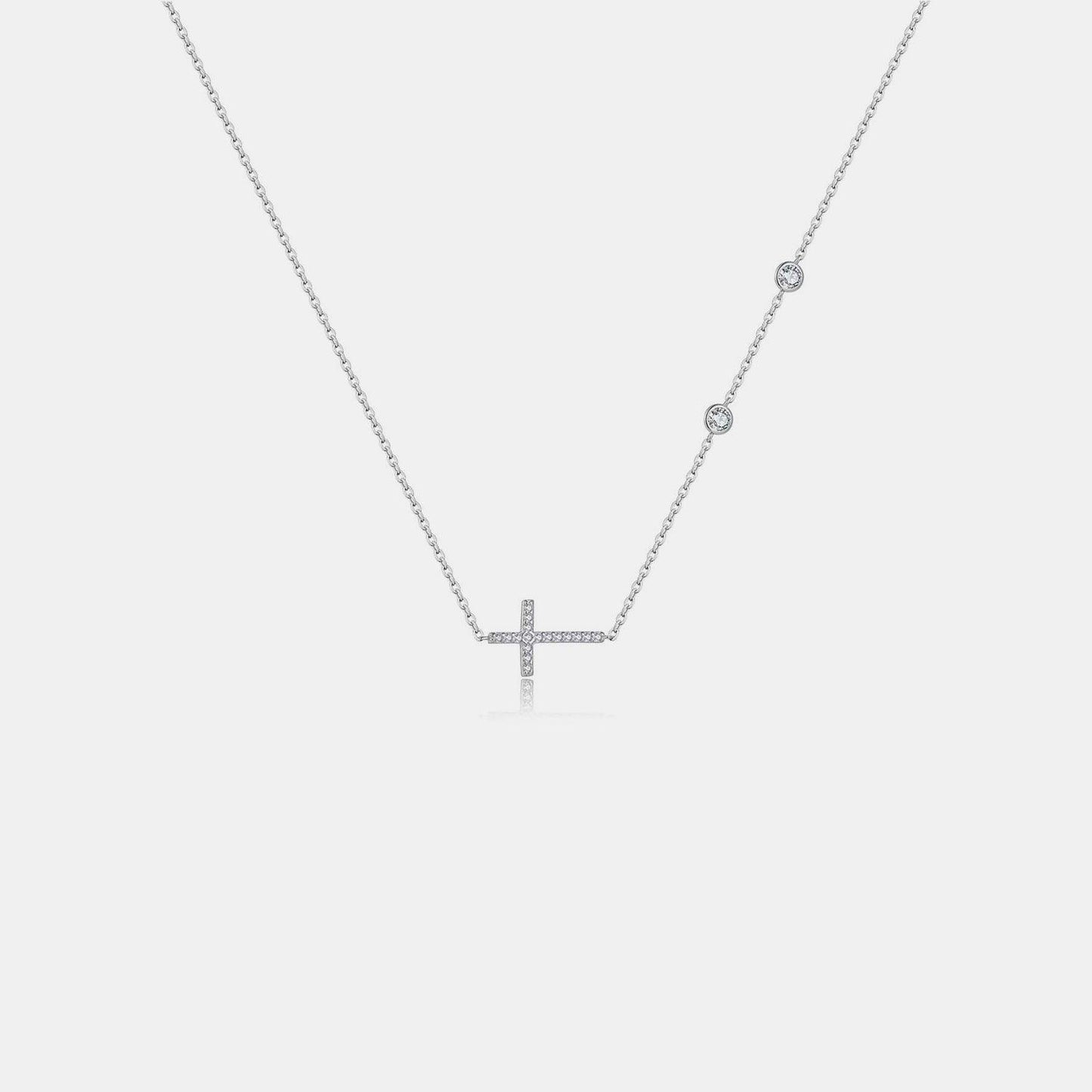 Zircon 925 Sterling Silver Cross Necklace