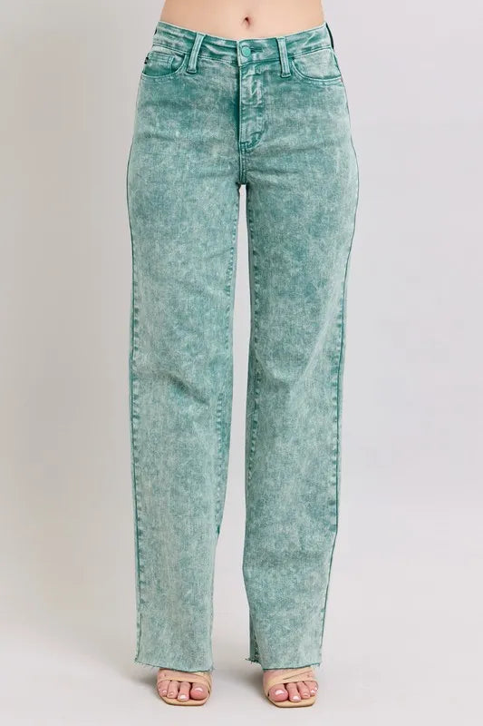 Judy Blue Full Size High Waist Garment Dyed Raw Hem Dad Jean Plus Size Carauana Store