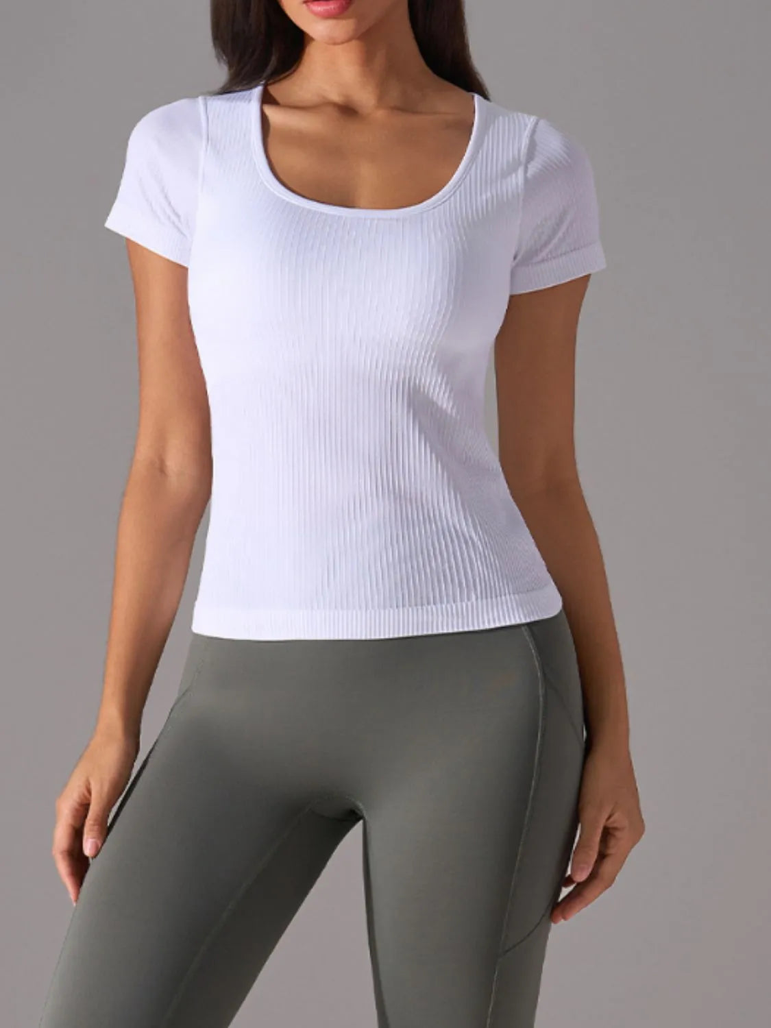 Square Neck Active T-Shirt with Detachable Chest Pads Carauana Store