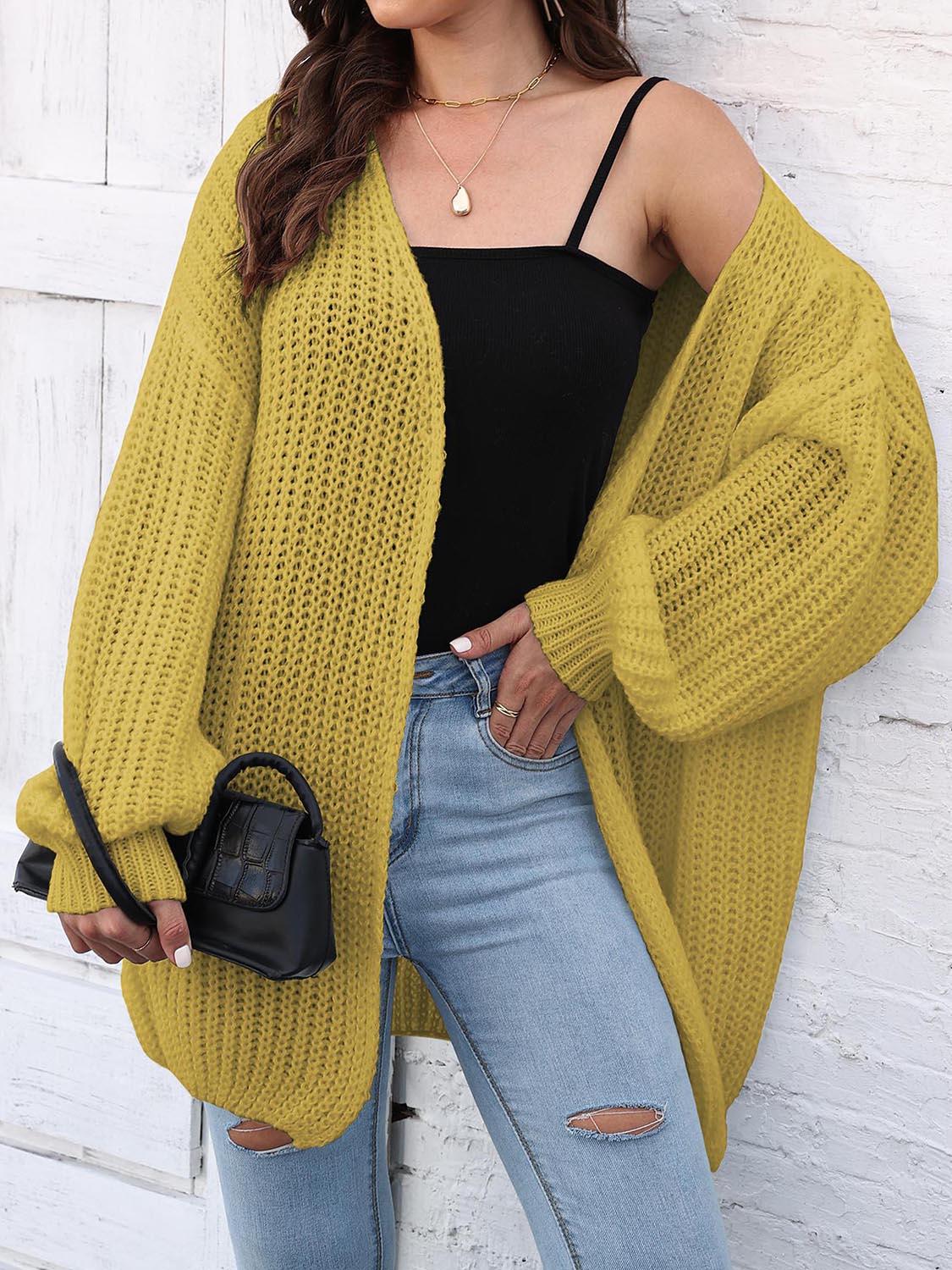 Open Front Dropped Shoulder Longline Cardigan