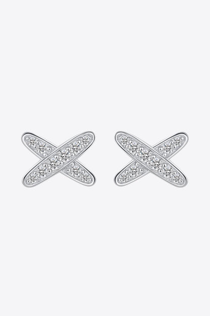 925 Sterling Silver X-Shape Moissanite Earrings