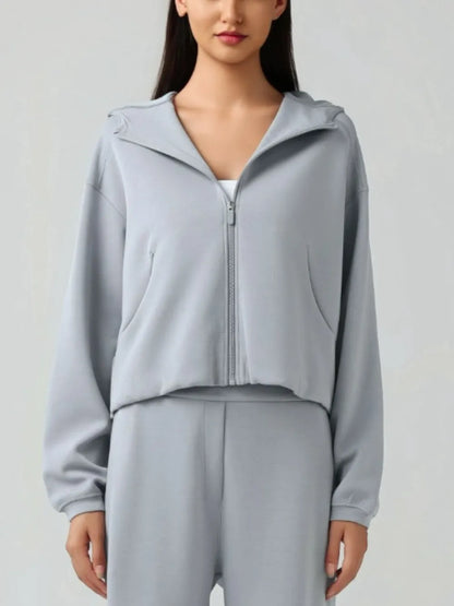 Millennia Zip Up Dropped Shouder Active Hooded Carauana Store