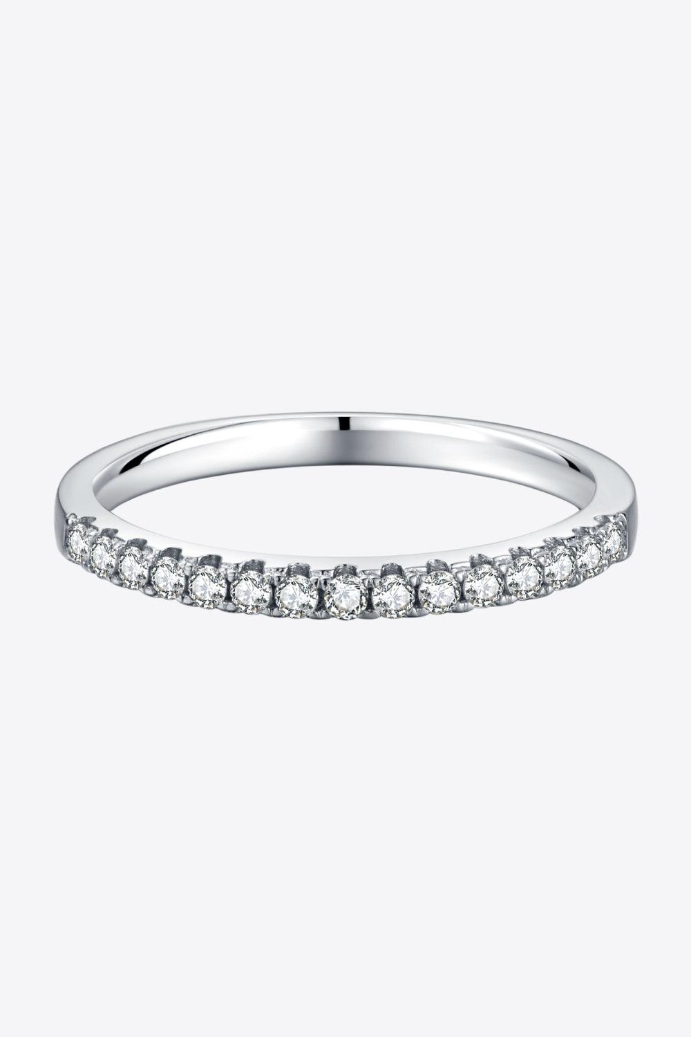 Moissanite Platinum-Plated Half-Eternity Ring