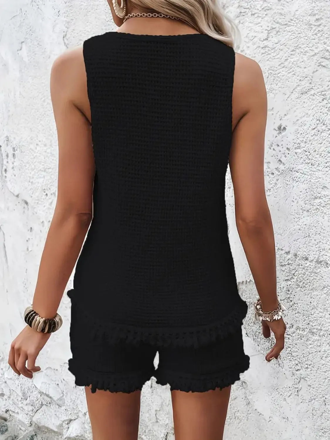 Round Neck Wide Strap Tank and Shorts Set Carauana Store