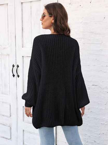 Open Front Dropped Shoulder Longline Cardigan