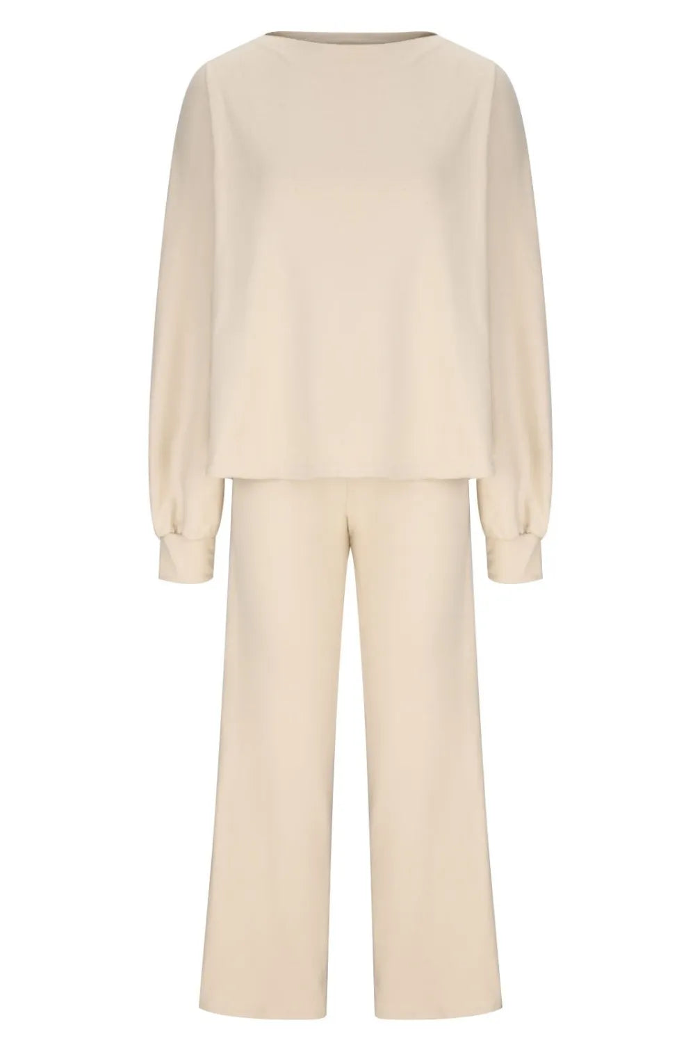 Round Neck Long Sleeve Top and Pants Set Carauana Store