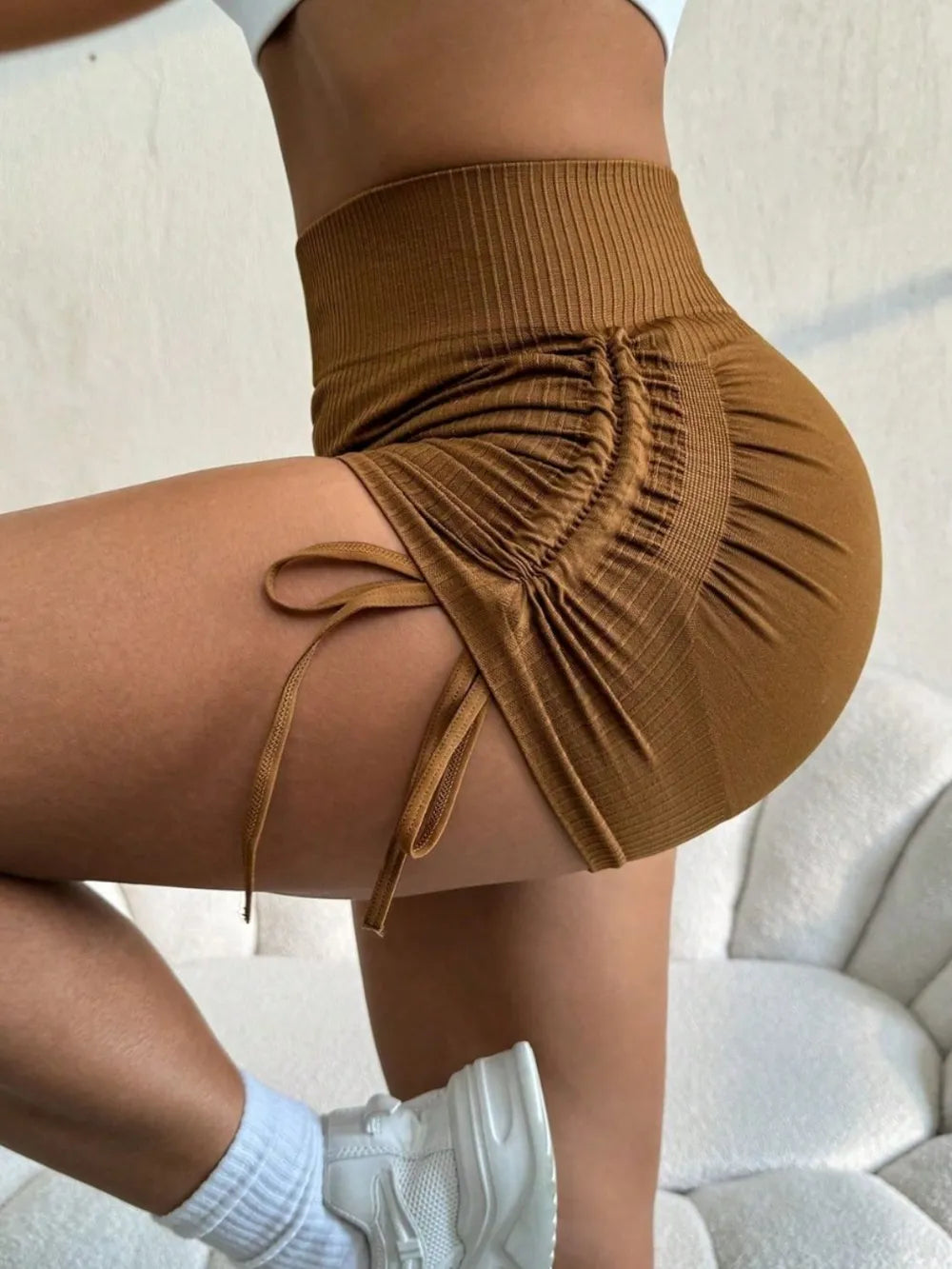 Drawstring High Waist Active Shorts Carauana Store