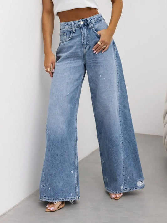 Distressed Wide Leg Jeans Carauana Store