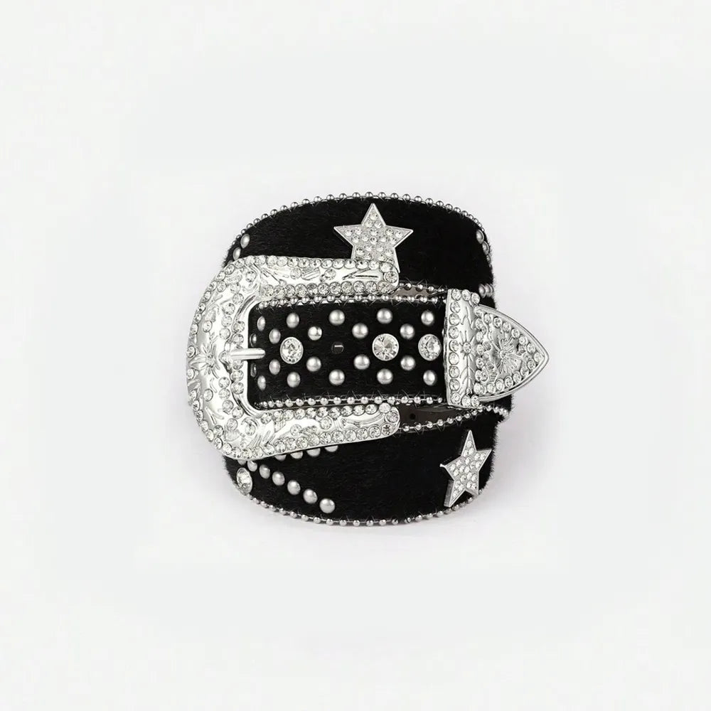PU Leather Inlaid Rhinestone Belt Carauana Store