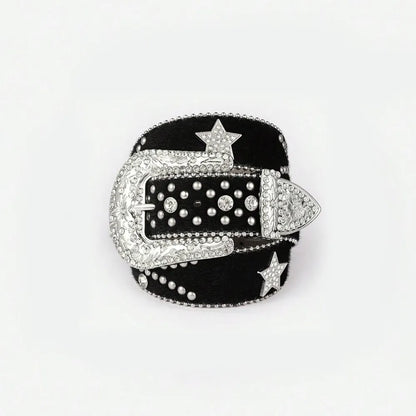 PU Leather Inlaid Rhinestone Belt Carauana Store