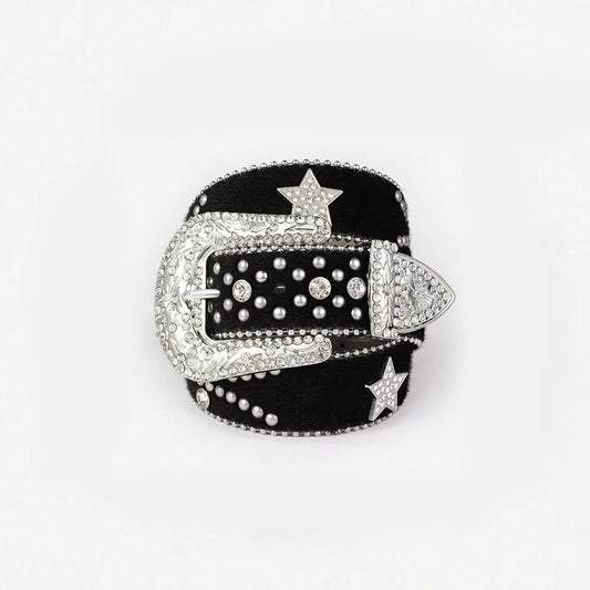 PU Leather Inlaid Rhinestone Belt Carauana Store