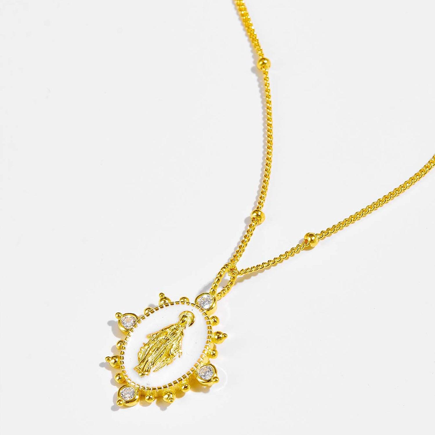 18K Gold-Plated Spring Ring Closure Pendant Necklace