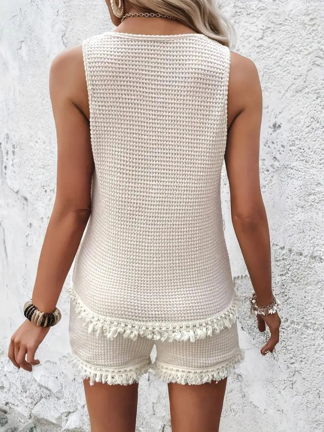 Round Neck Wide Strap Tank and Shorts Set Carauana Store