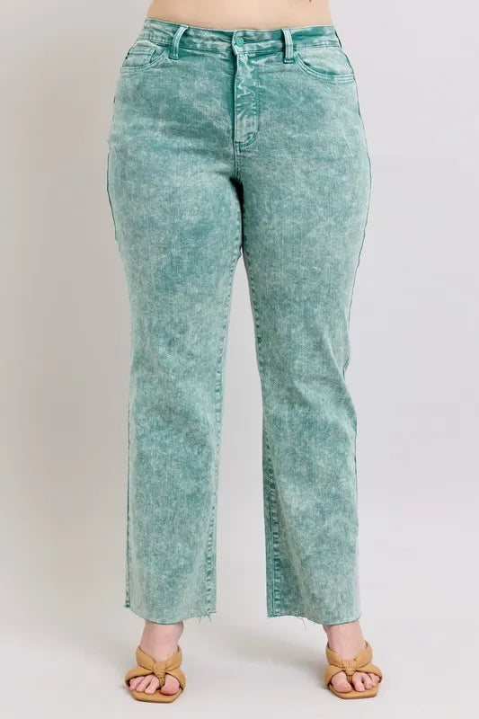 Judy Blue Full Size High Waist Garment Dyed Raw Hem Dad Jean Plus Size Carauana Store