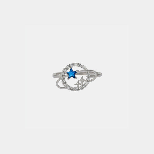 Planet Shape Inlaid Zircon 925 Sterling Silver Ring Carauana Store