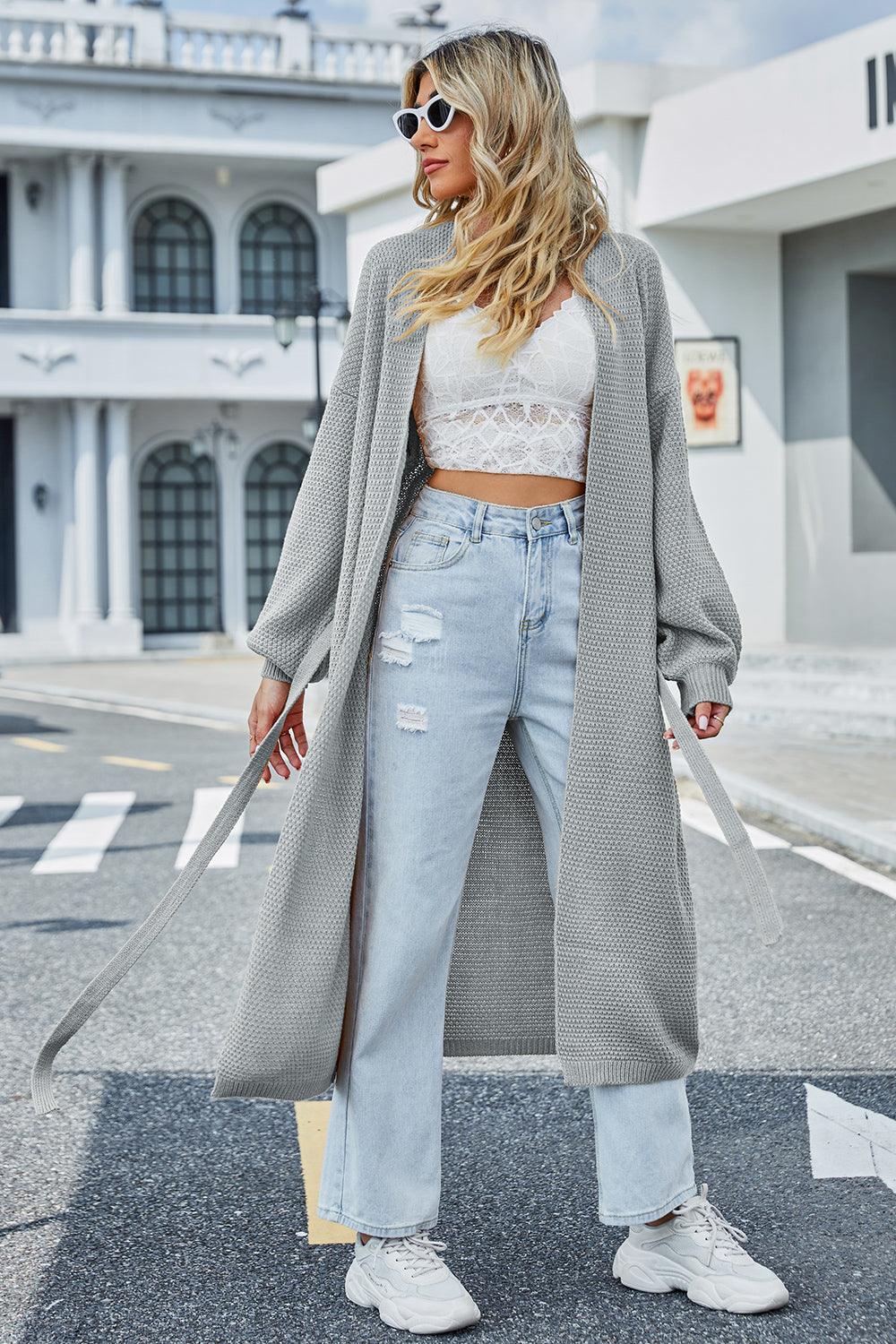 Tie Waist Longline Cardigan