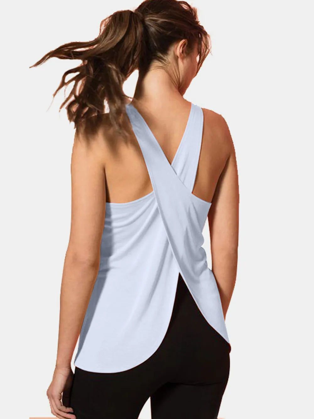 Crisscross Scoop Neck Active Tank Carauana Store