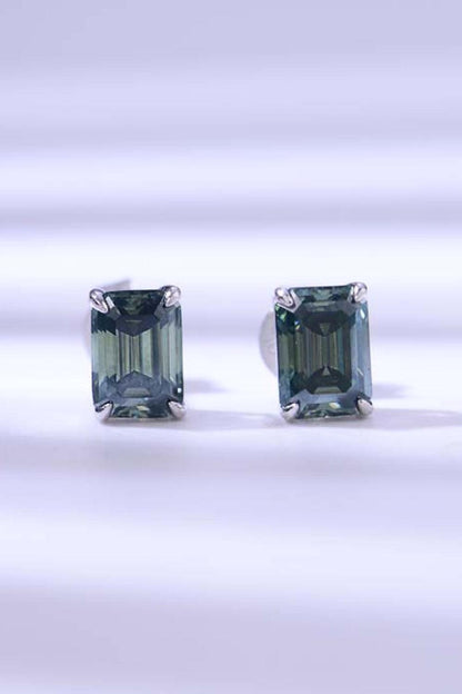 2 Carat Moissanite Stud Earrings in Green