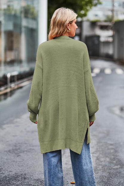 Open Front Dropped Shoulder Longline Cardigan