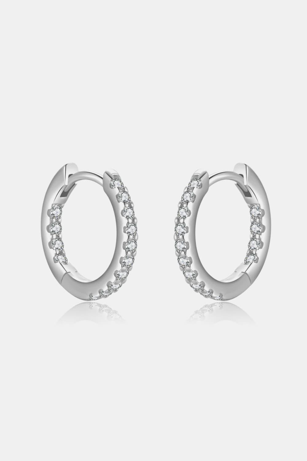 Inlaid Zircon 925 Sterling Silver Huggie Earrings