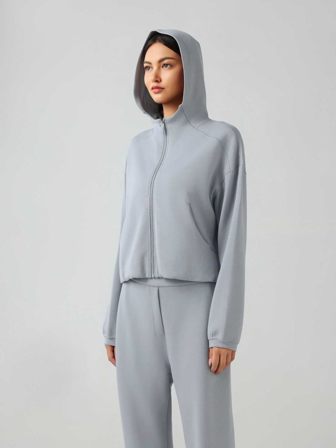 Millennia Zip Up Dropped Shouder Active Hooded Carauana Store