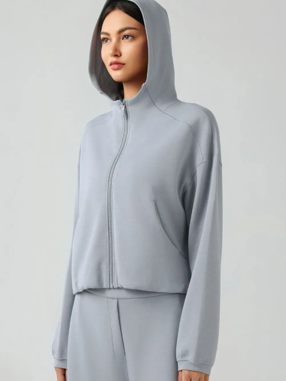 Millennia Zip Up Dropped Shouder Active Hooded Carauana Store