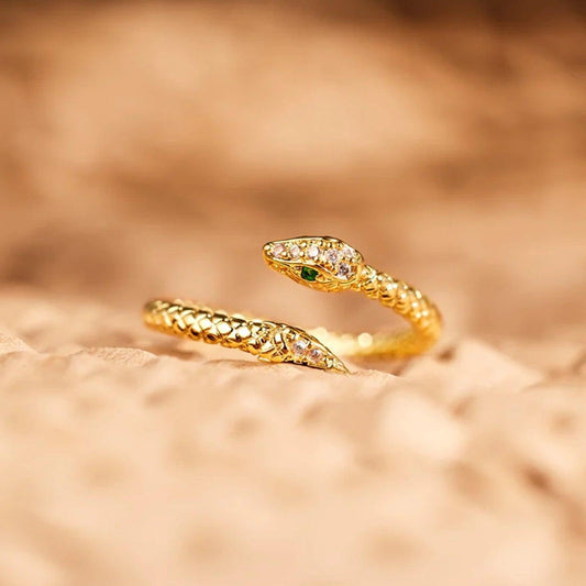Snake Shape 18K Gold-Plated Bypass Ring Carauana Store