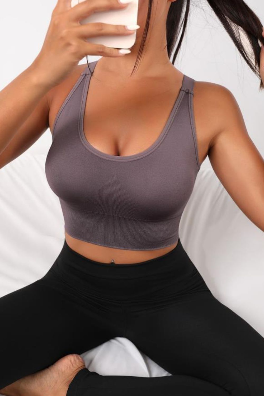 Scoop Neck Long Active Bra Carauana Store