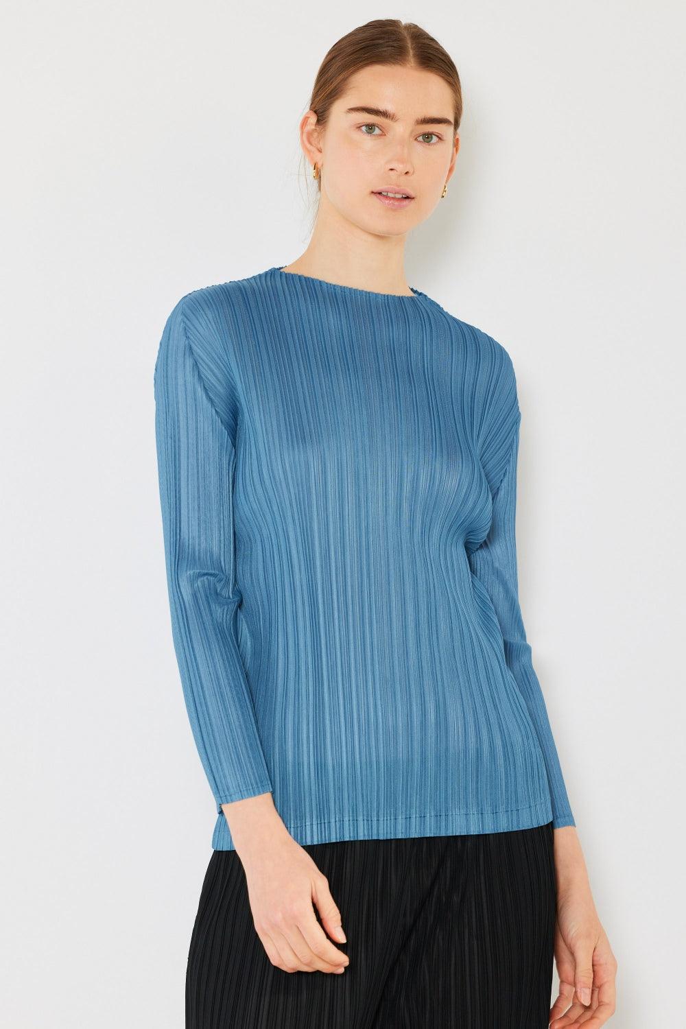 Marina West Swim Pleated Long Sleeve Boatneck Top