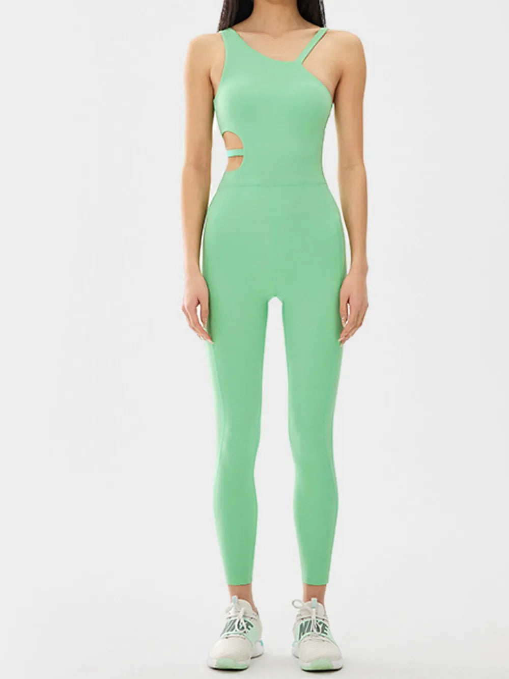 Cutout Asymmetrical Neck Active Jumpsuit Carauana Store