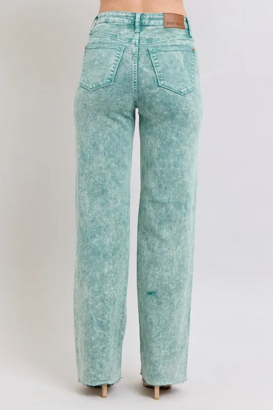 Judy Blue Full Size High Waist Garment Dyed Raw Hem Dad Jean Plus Size Carauana Store