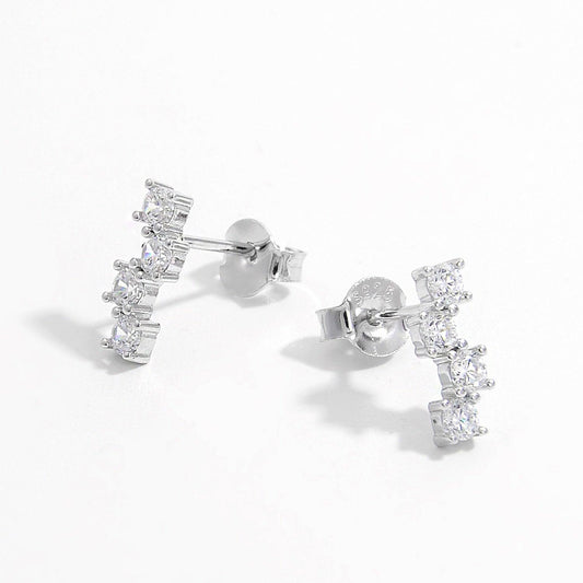 925 Sterling Silver Inlaid Zircon Stud Earrings Carauana Store