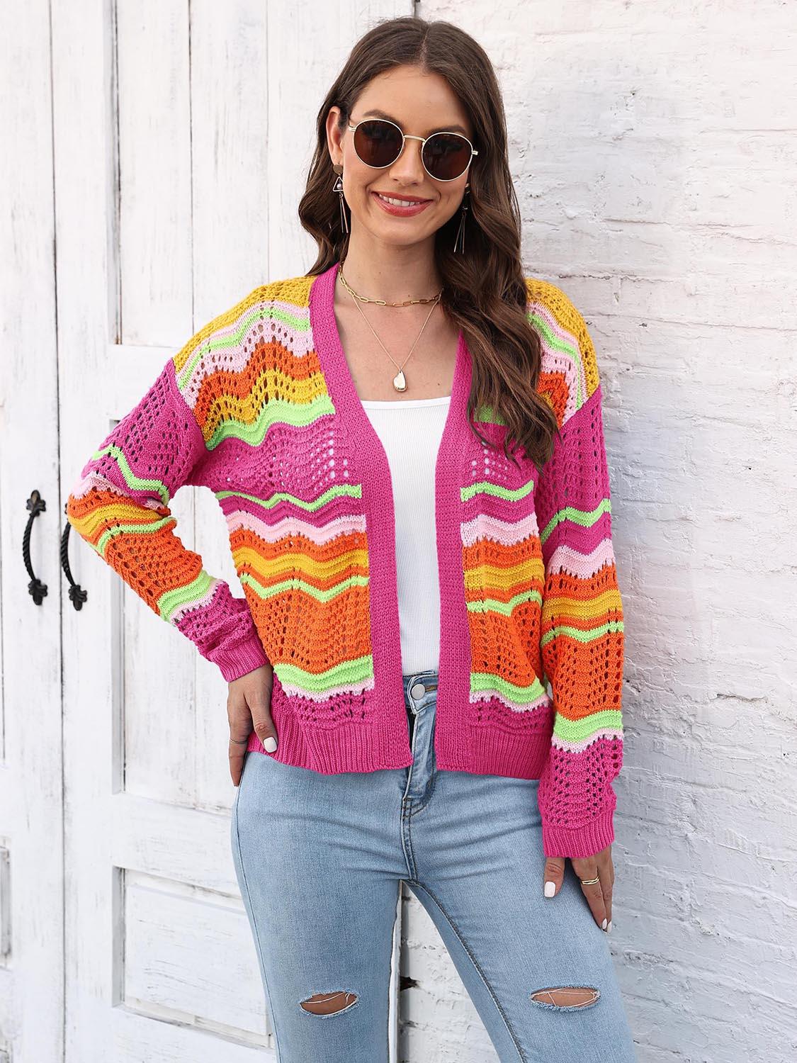 Open Front Openwork Cardigan