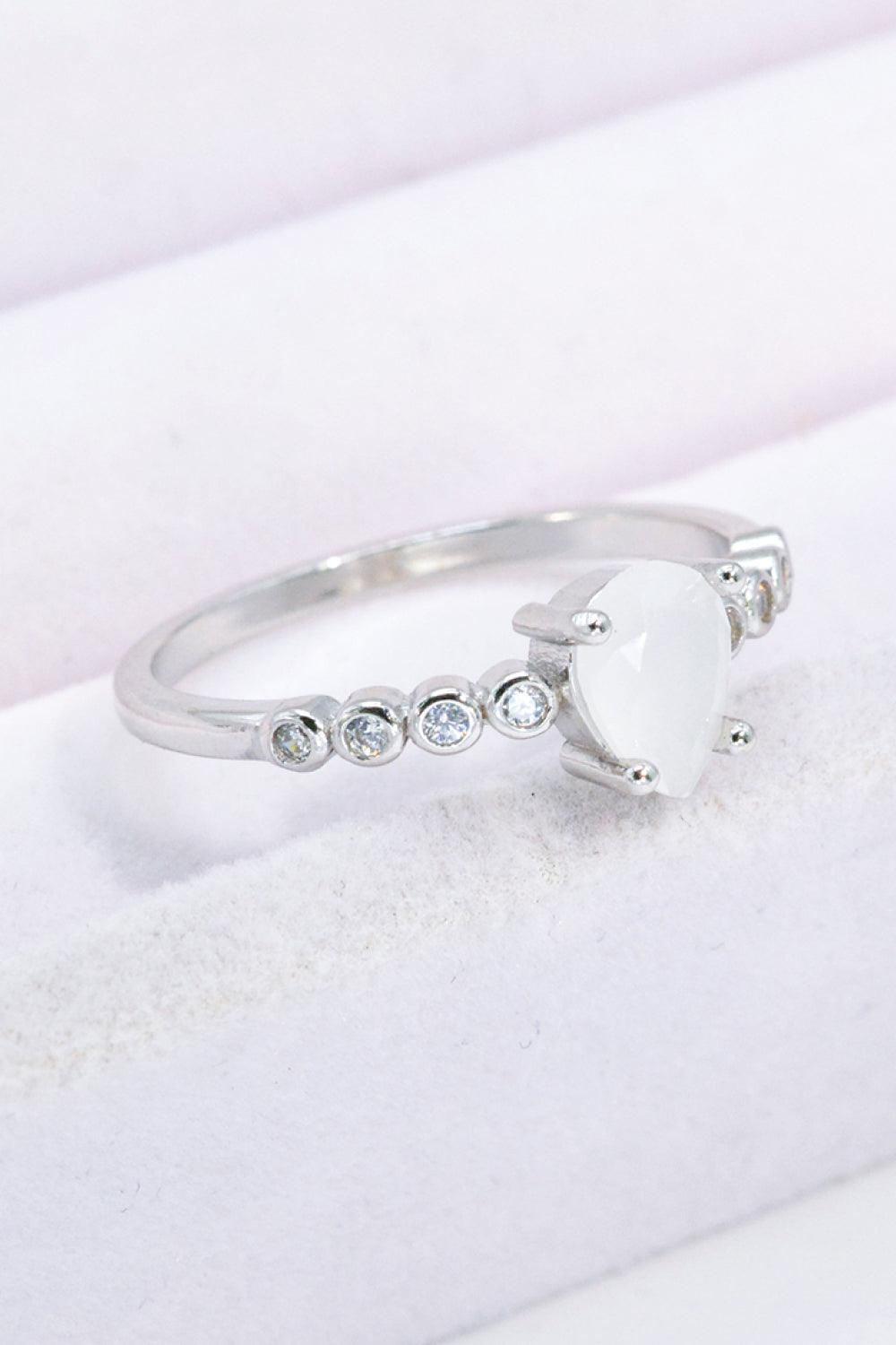 Teardrop Natural Moonstone Ring