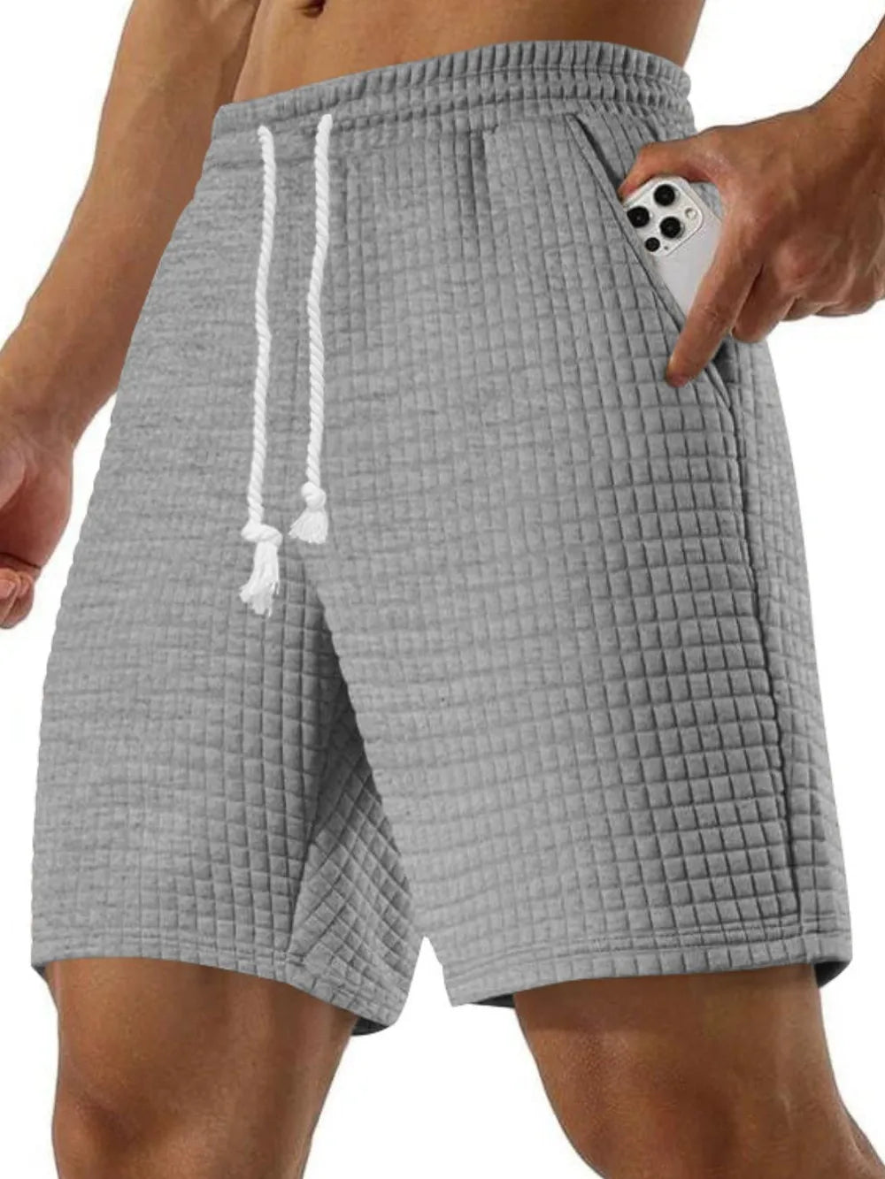 Men's Full Size Drawstring Textured Shorts Plus Size Carauana Store