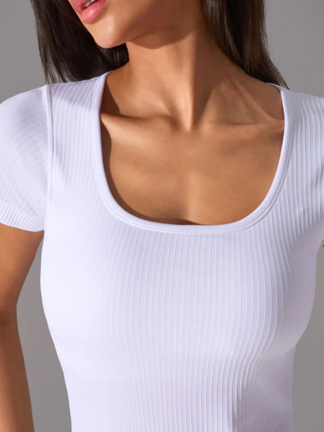 Square Neck Active T-Shirt with Detachable Chest Pads Carauana Store