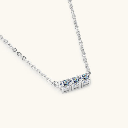 925 Sterling Silver Inlaid Moissanite Bar Necklace