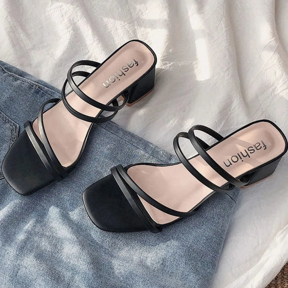 Open Toe Block Heels Sandals