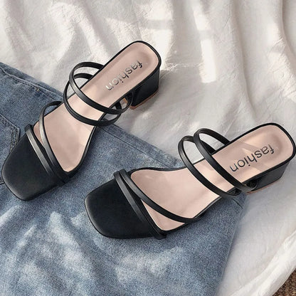 Open Toe Block Heels Sandals